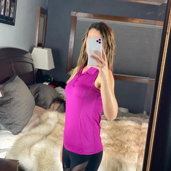 Under Armour Loose fuchsia Sleeveless Polo, Small - Picture 2 of 14